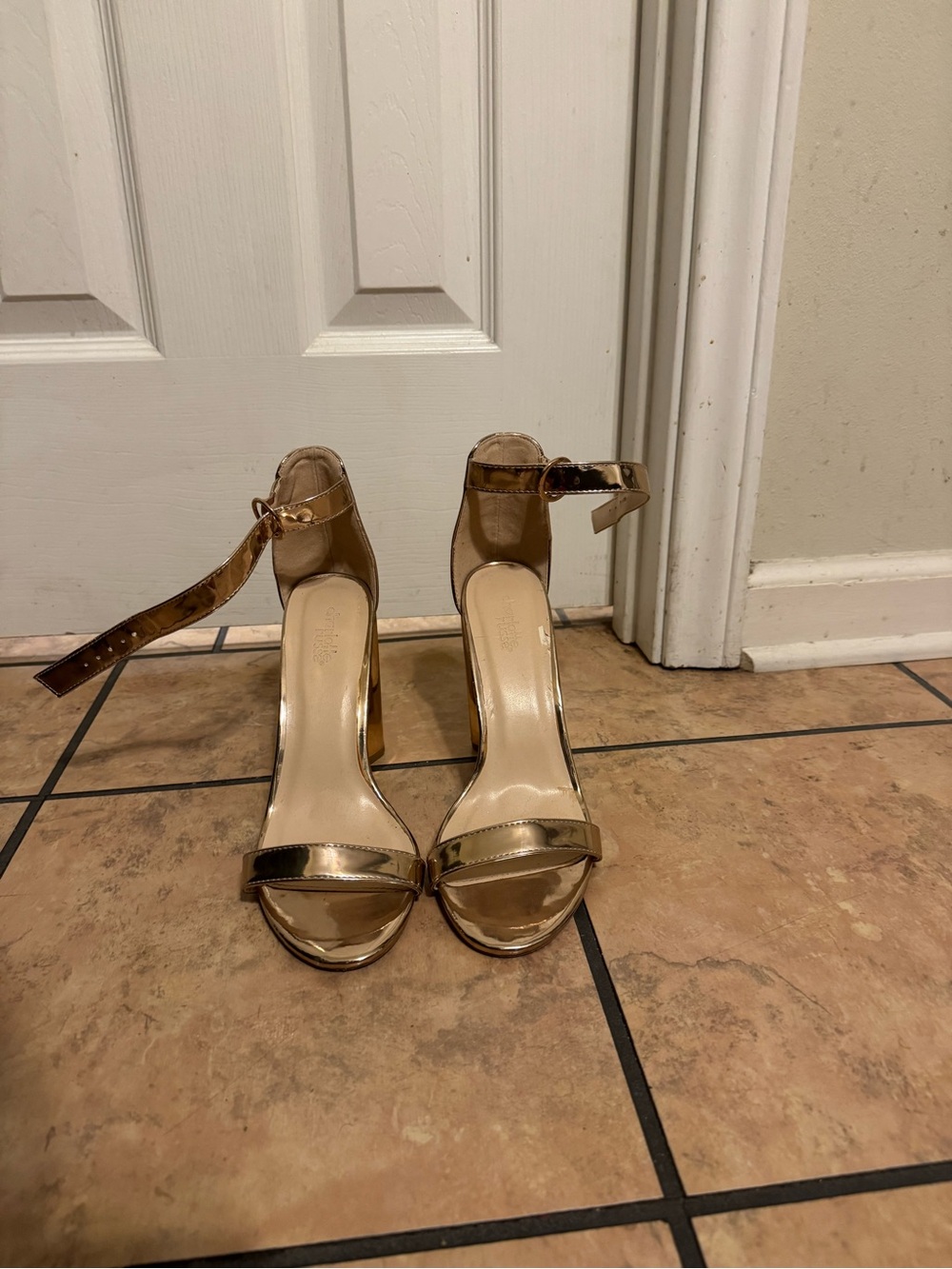 Rose Gold Ankle-Strap High Heel Sandals
